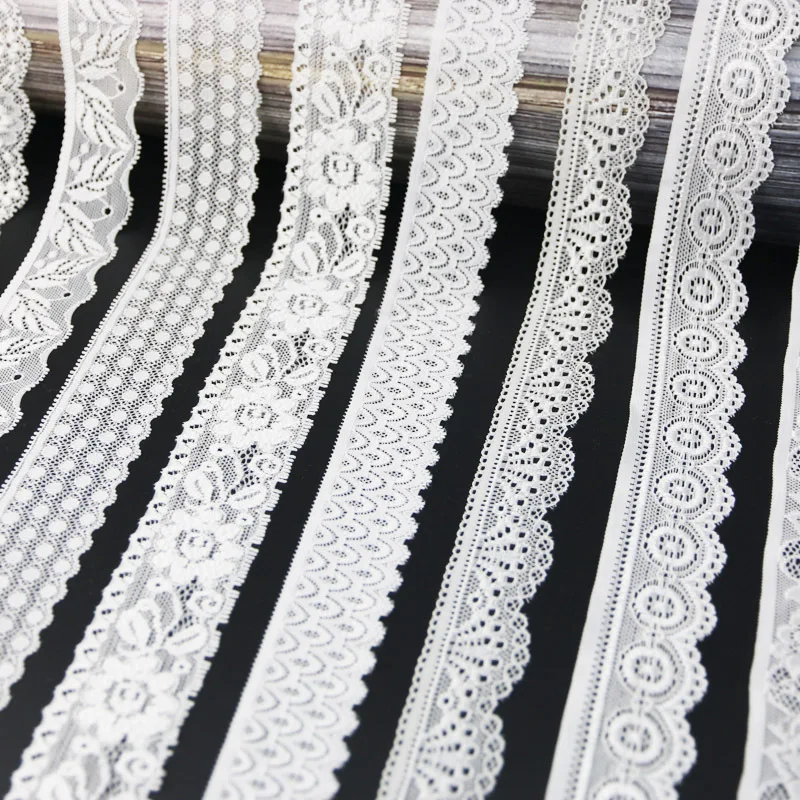 (5 meters/roll) White Elastic Lace Fabric Underwear Stretch Laces Trim Manual DIY Crafts Sewing High Quality Ribbon