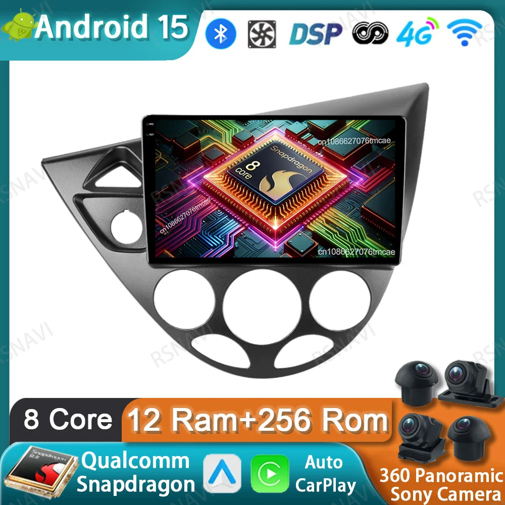 

Car Radio Android 15 For Ford Fiesta 1995-2001 Focus MK1 1998-2004 Head Unit DSP 4G LTE Navigation BT 5G WIFI QLED DVD GPS AUTO