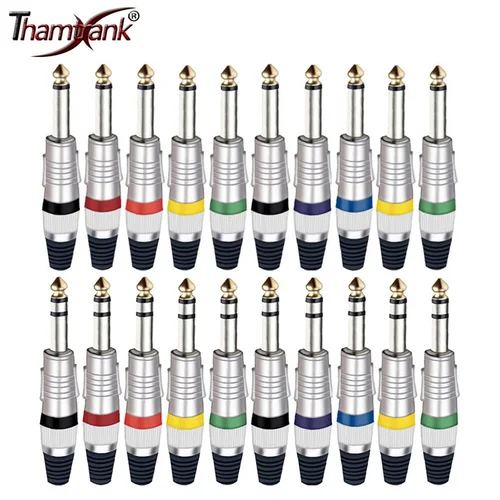 Conector de cable MONO/Stereo Jack de 6,35mm, amplificador de altavoz de Audio, micrófono, enchufe TS TRS de 6,35mm, niquelado, 1 ud.