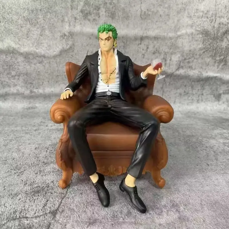 One Piece Anime Figur Anzug Thug Sofa Roronoa Zoro Sitzende Modell 14 cm PVC Action Figur Dekoration Ornamente Statue Spielzeug geschenk