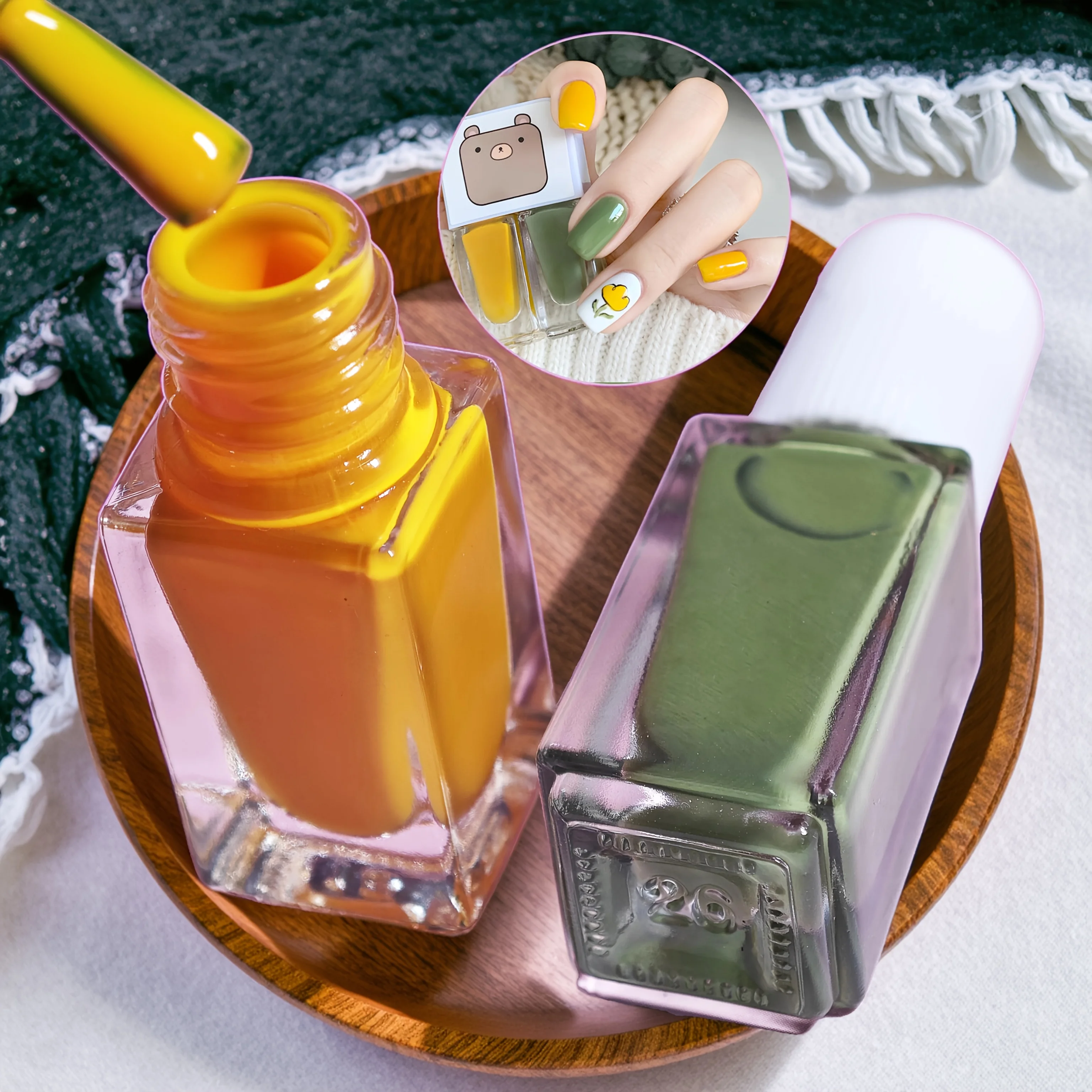 D07 Mojito Juego de 2 botellas de esmalte de uñas sin hornear Esmalte de uñas de triple color pelable a base de agua de secado rápido y duradero