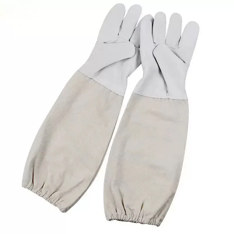Beekeeping Gloves Canvas Sheepskin Cuff Anti Bee Sting Protective Gloves for Beekeeper Apiary Bee Tools Equipment Supplies