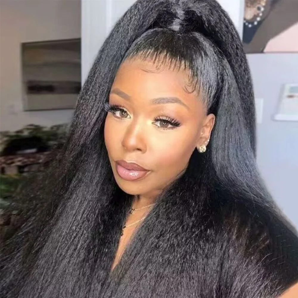 250% 13x6 Transparent Lace Frontal Kinky Straight Human Hair Wigs For Women Brazilian 13x4 Yaki Straight Lace Front Wig On Sale