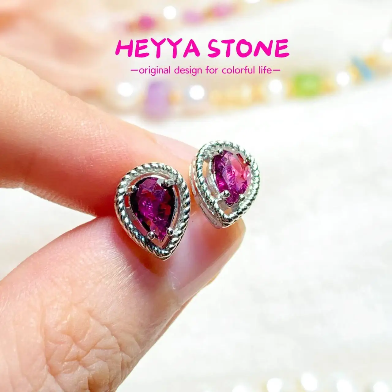 

Серьги-гвоздики HEYYA STONE MM с натуральным гранатом для женщин, медные серьги, простые ювелирные изделия, драгоценный камень, классический стиль