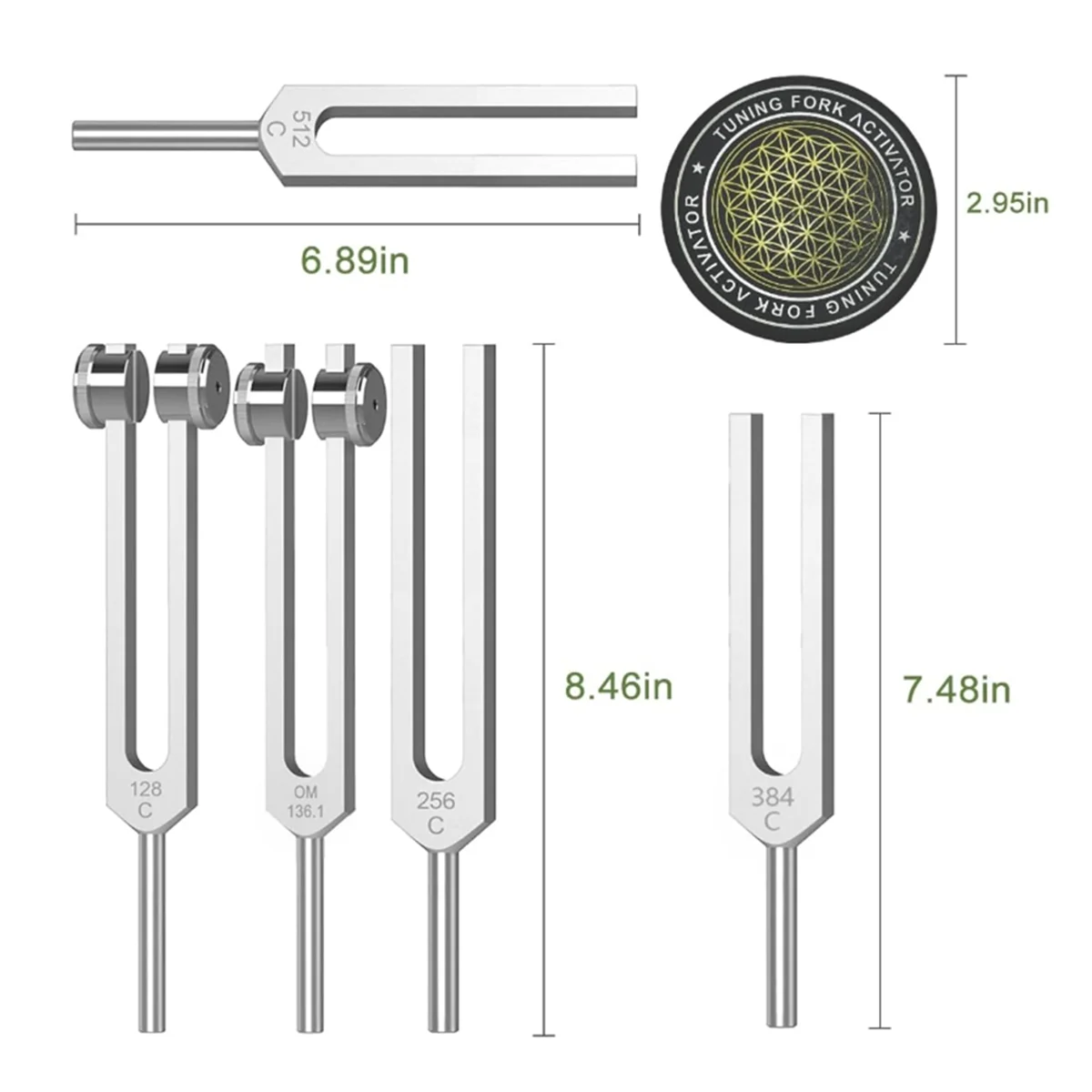 

YOE-xTuning Forks for Healing Set 128Hz,136Hz,256Hz, 384Hz ,512HZ & Hockey Puck Activator for Healing,Sound Therapy,Keep