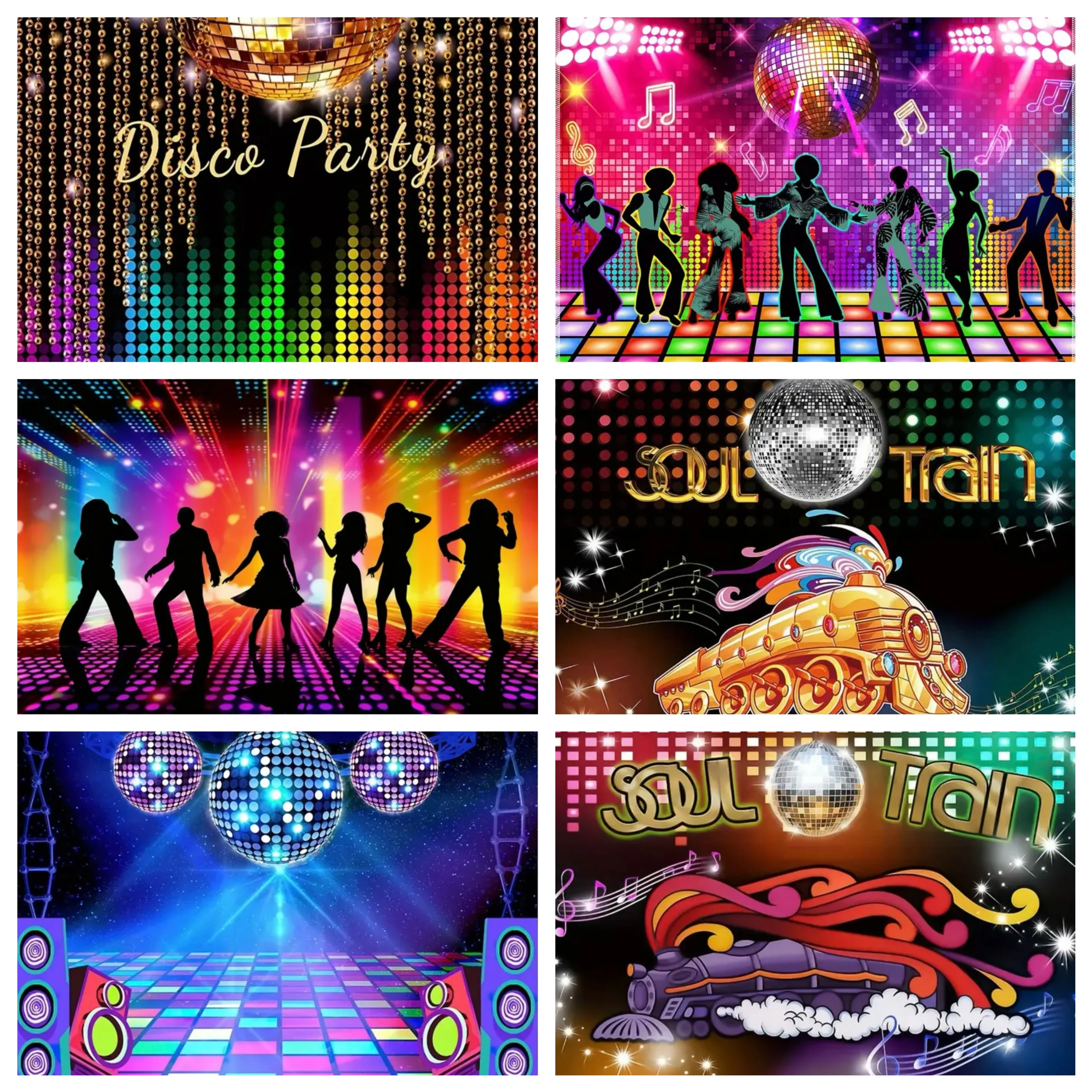 Vinyl Shiny Gold  Disco Birthday Party Backdrop Club Neon Ball Stage Portrait Photography Background Photo Backdrop Photo Studio