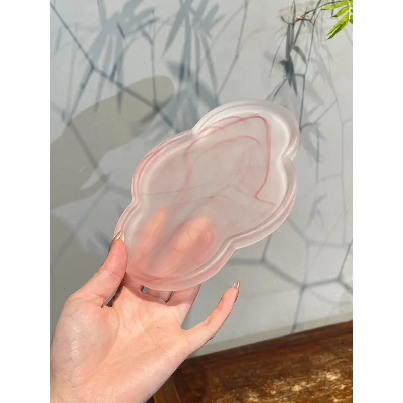 Matte smudged pink pot bearing dry brewing table tea fruit plate, glass, single-layer nursery pot pad accessories