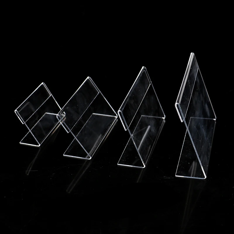 HOT 5pcs Transparent Acrylic Display Stand Desk Sign Label Frame Price Tag Display Business Card Holders
