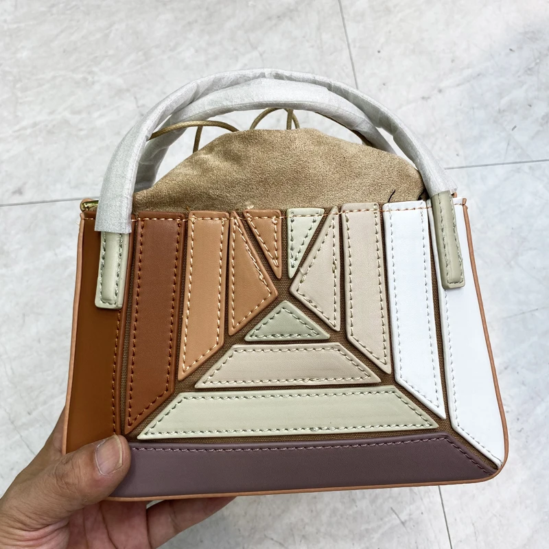 Fashion Sling Bags For Women Luxury Designer Handbags And Purses 2023 New In PU Splicing Contrasting Top Handle Crossbody Bag