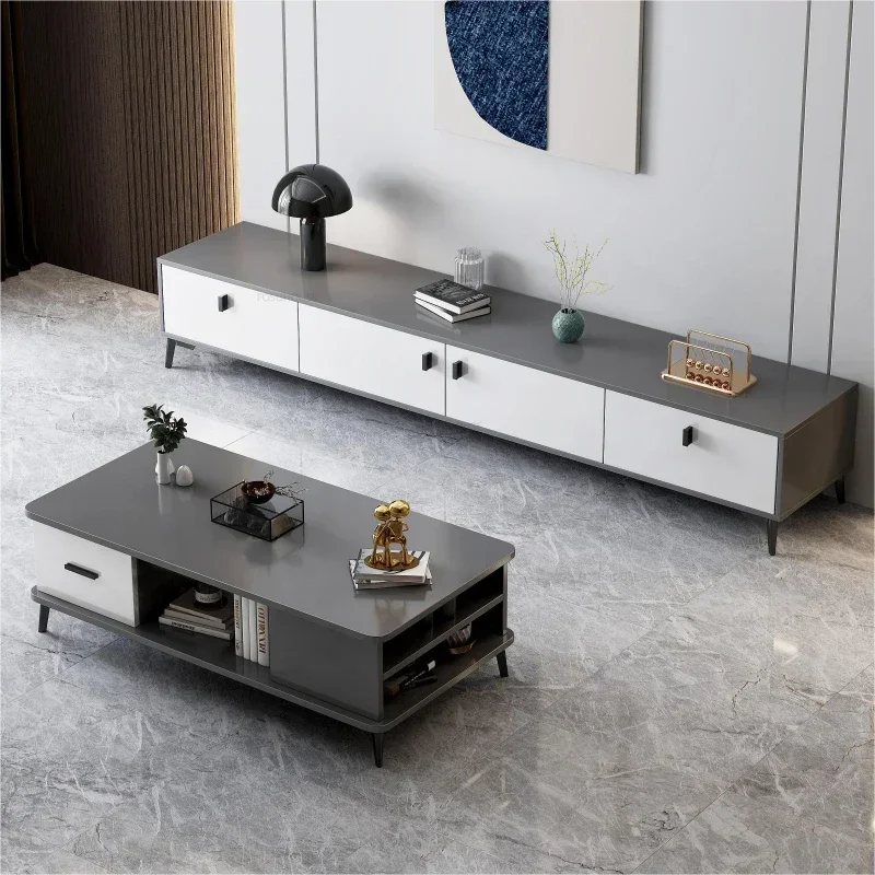 

Cream Style TV Stands 2024 New High-end TV Cabinet Modern Light Luxury Living Room White TV Cabinet and Coffee Table Set Z