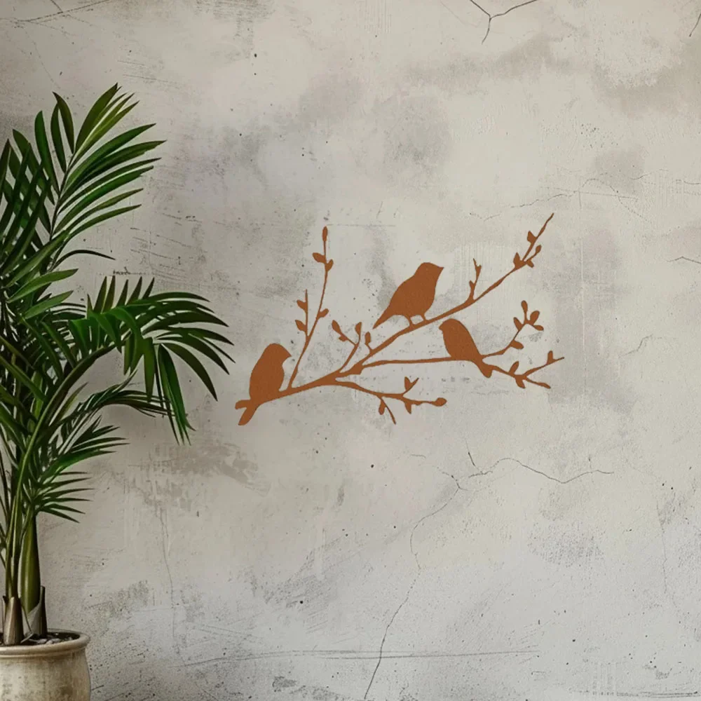 CIFBUY Bird On Branch Iron Wall Art, Metal Hanging Signage Plaque Sculpture, Home Housewarming Decor Ornament