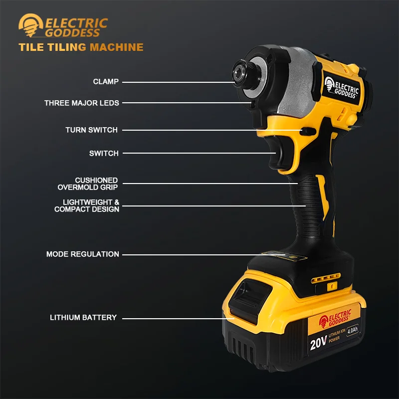 3250RPM lithium electric screwdriver, three-speed adjustment, 3LED light, brushless motor, suitable for 20V DEWALT battery