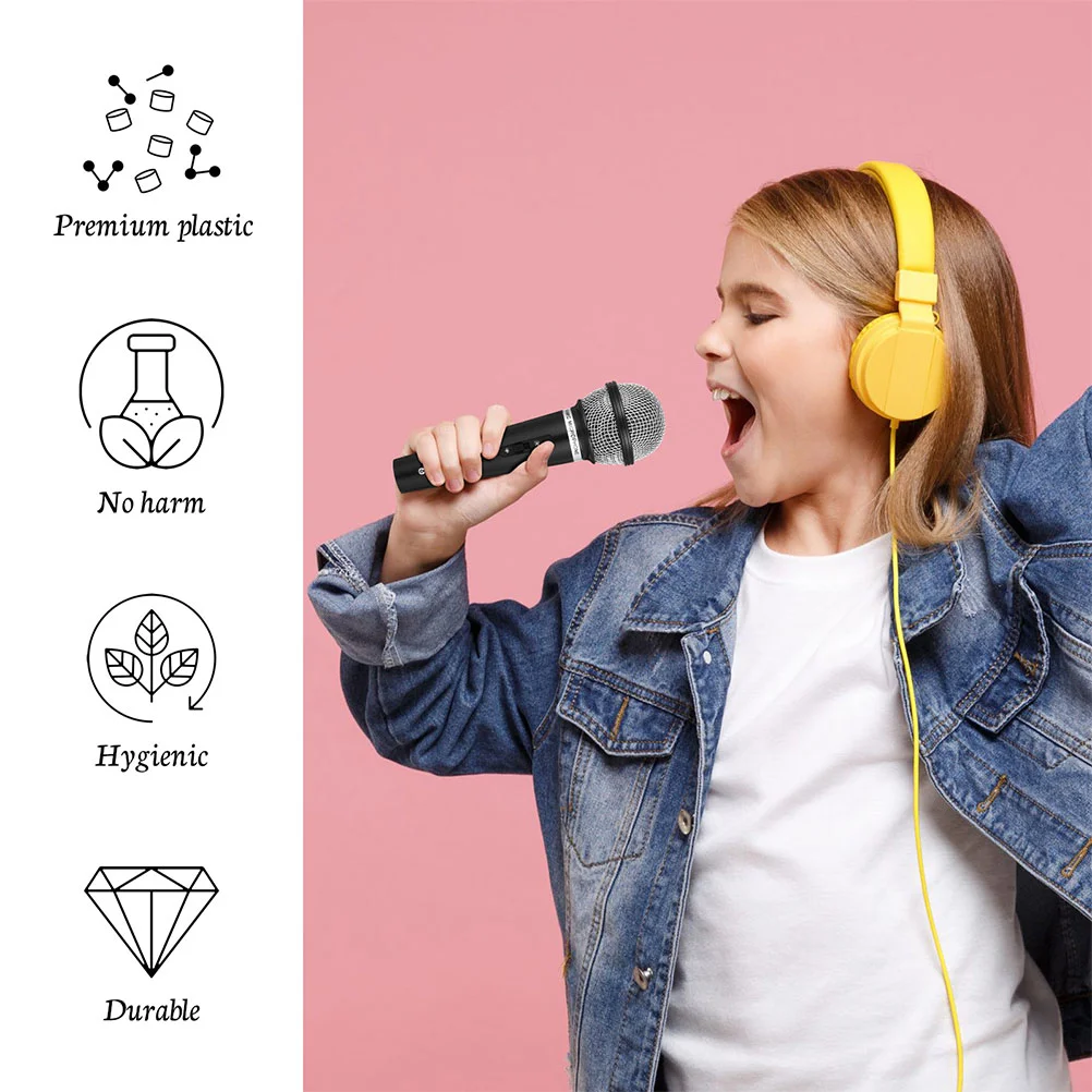 Microphone en plastique noir pour enfants, jouets de simulation pour garçons, accessoires de travail simulés, 2 pièces