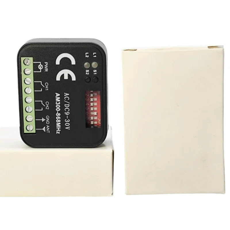 Universal Garage Door Remote Control Receiver RX, 433/868MHz Multi Frequency, AC/DC 9-30V 85-250V Relay Module, 2 Channels