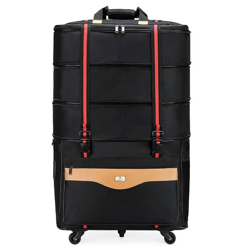 Sac de Voyage Pliable Extensible de Grande Capacité, Valise Oxford Étanche à Cinq Roues, pour Déplacement à l'Étranger