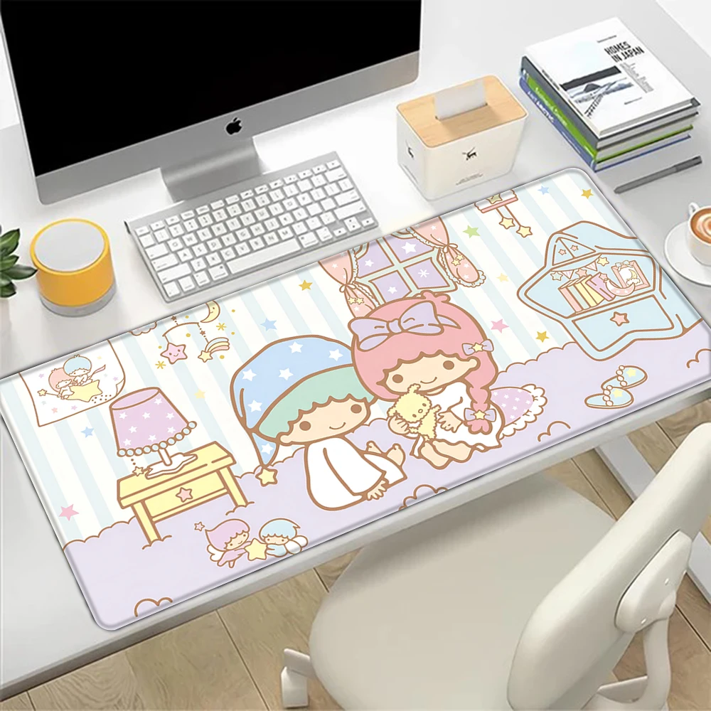 Cartoon LittleTwinStars Mousepad HD Printing Computer Gamers Locking Edge Non-slip Mouse Pad XXL90x40cm Keyboard PC Desk Pad