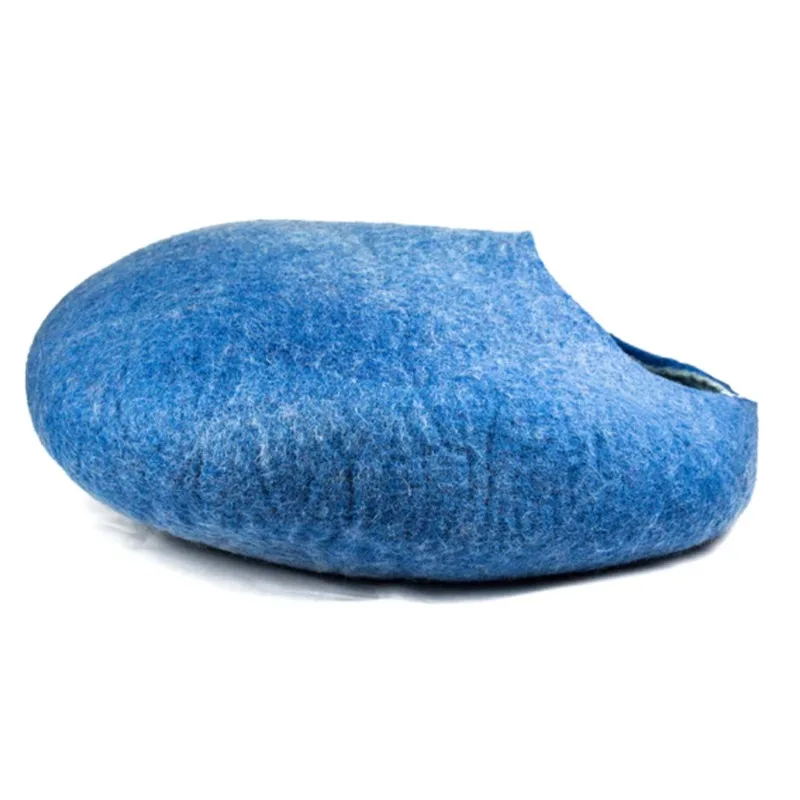 Premium Quality Soft & Comfortable Yeti Pet Cave Pet Bed for Cats and Small Dogs, 100% New Zealand Wool Blue