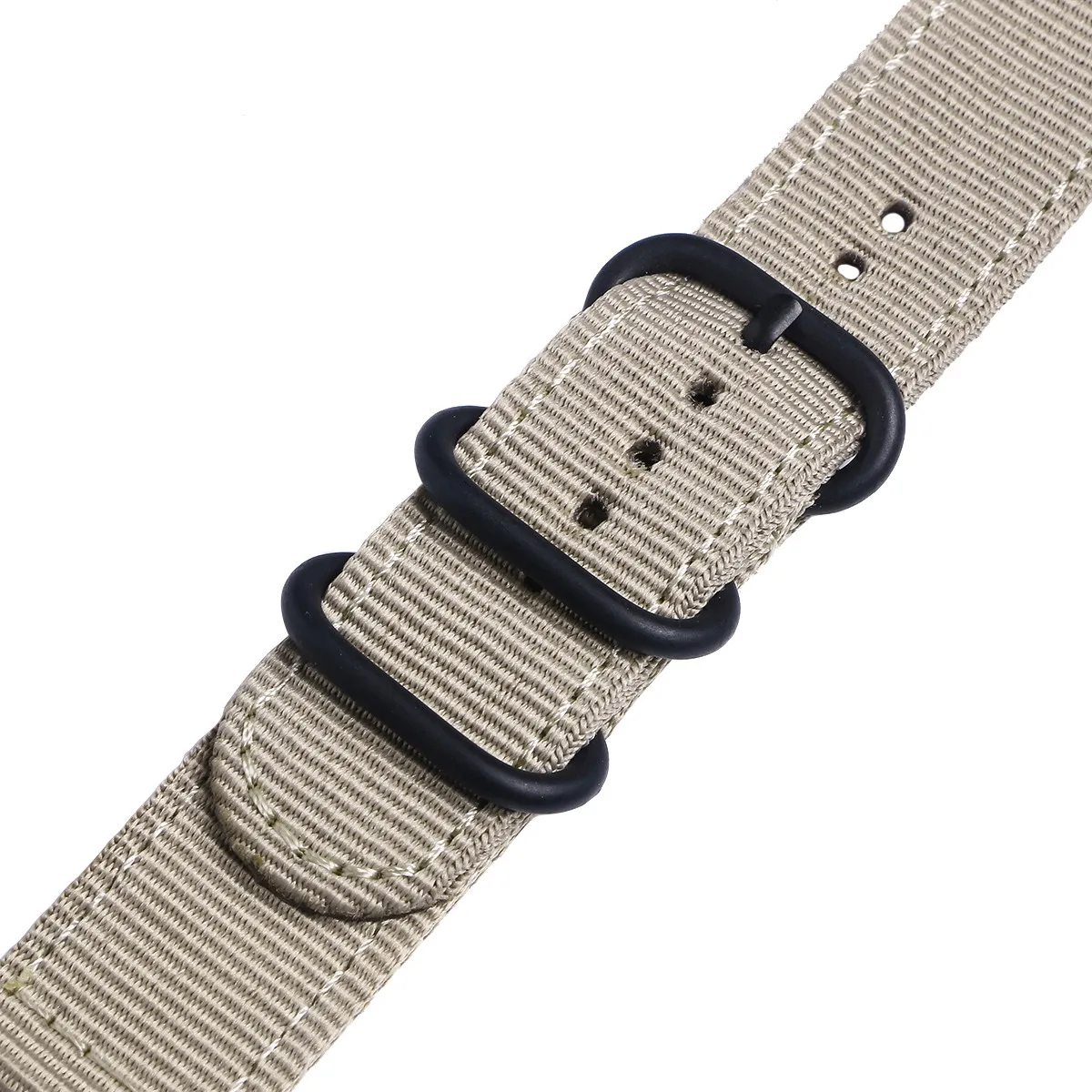 22Mm Nylon Watch Strap Stainless Steel Clasp Seamless Welding Easy Install Secure Fit for Most Watches Khaki with