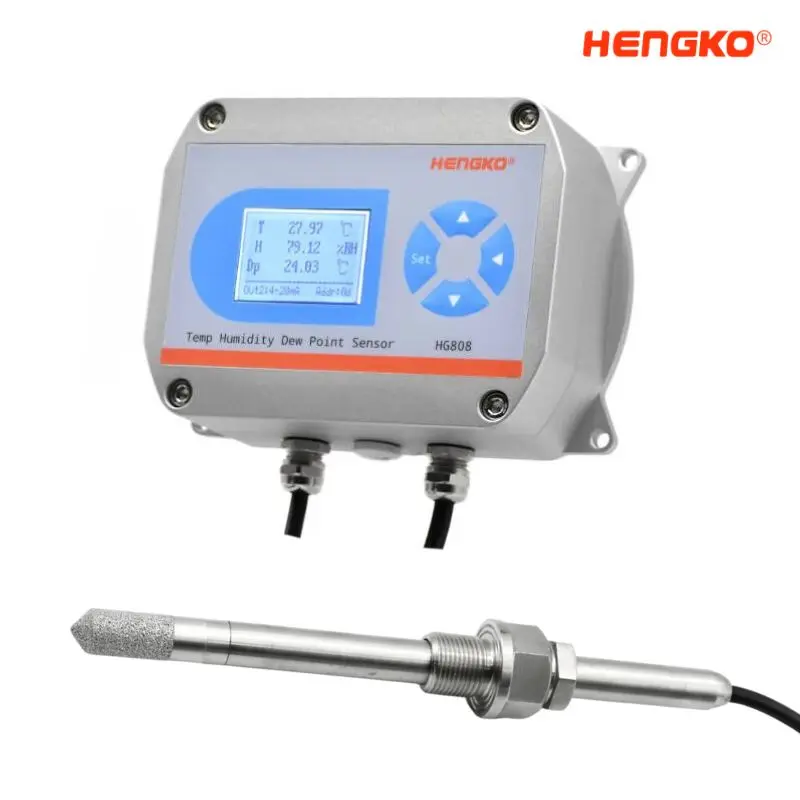 HG808C SS Probe -50 إلى 150 درجة مئوية دقيقة مستقرة Rs485 4-20ma 0-5V 0-10V جهاز إرسال درجة الحرارة والرطوبة