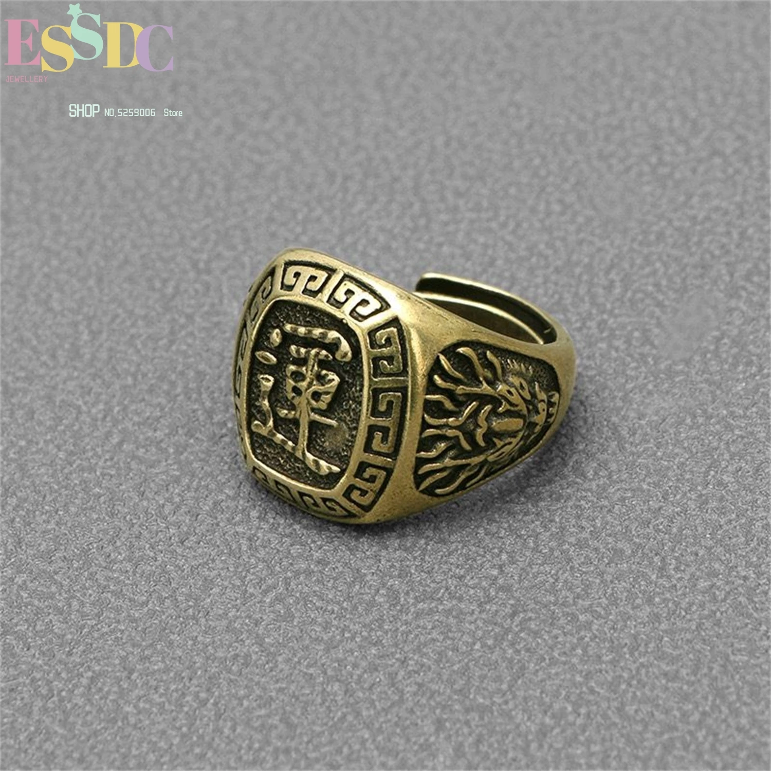 

Кольцо Lucky Dragon Head, античная бронза, медь, регулируемое кольцо для мужчин и женщин, винтажный стиль, пара, минималистичные ювелирные изделия, подарок