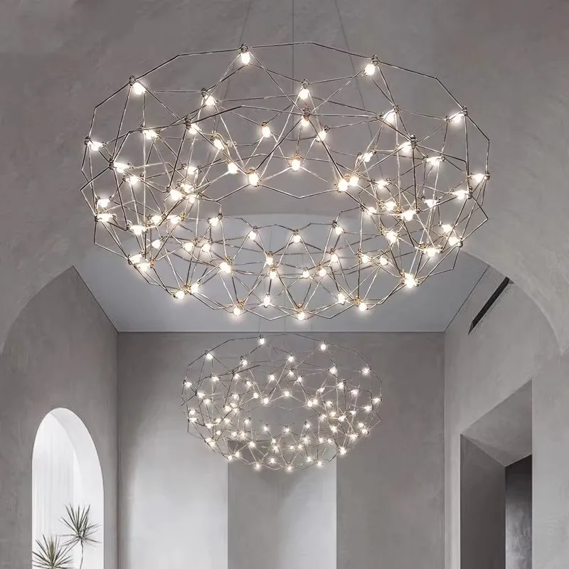 

Light Cube Chandelier Villa Restaurant Living Room Light Dot Starlight Creative Personality Modern Simple Firefly Chandelier