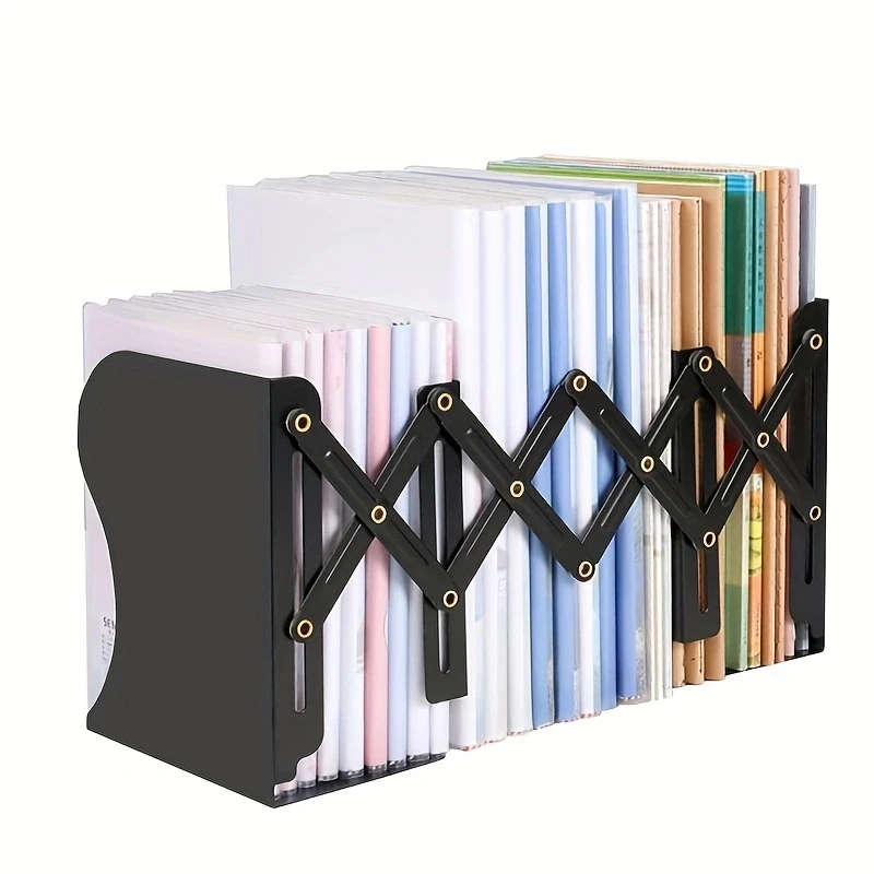 Adjustable Desktop Bookends Book Stand Bookend Iron Desktop Art Non Slip Rack Shelf Holder School Stationery Office Accessories