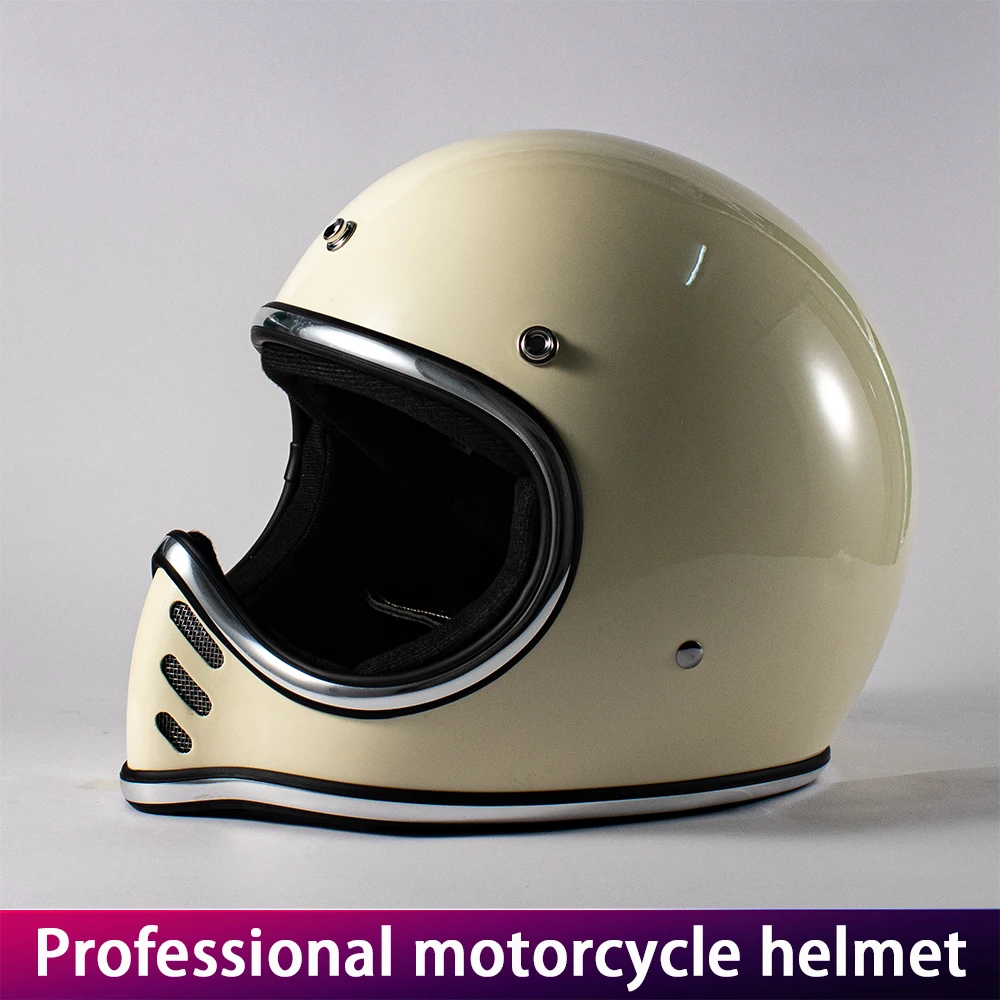 Retro Motorcycle Helmet Cruise Motorcycle Bike Helmet Glass Material Full Face Helmet Vintage Design for Bikers
