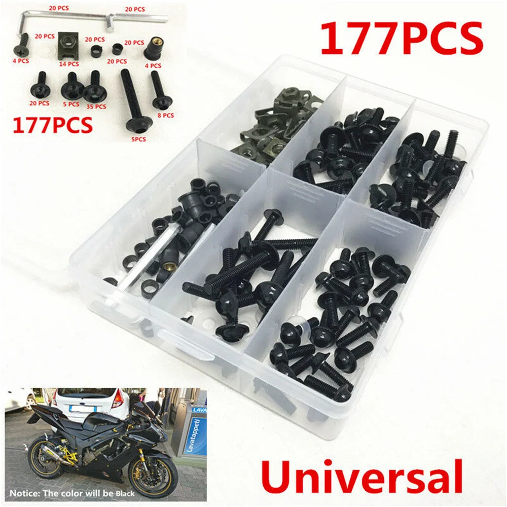 

177PCS/Set Aluminum M6 M5 Fairing Bolts Kit Bodywork Screws Nut Motorcycle Body Modification Bolt Set Windshield Bolt