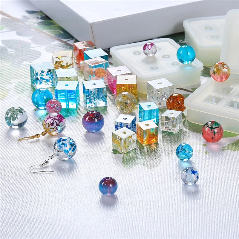 SNASAN Silikonform für Schmuckperlen, 9 mm, 12 mm, 16 mm, Würfelkugel, 6 Fächer, Epoxidharz-Silikonform, handgefertigtes DIY-Material – Detail 14