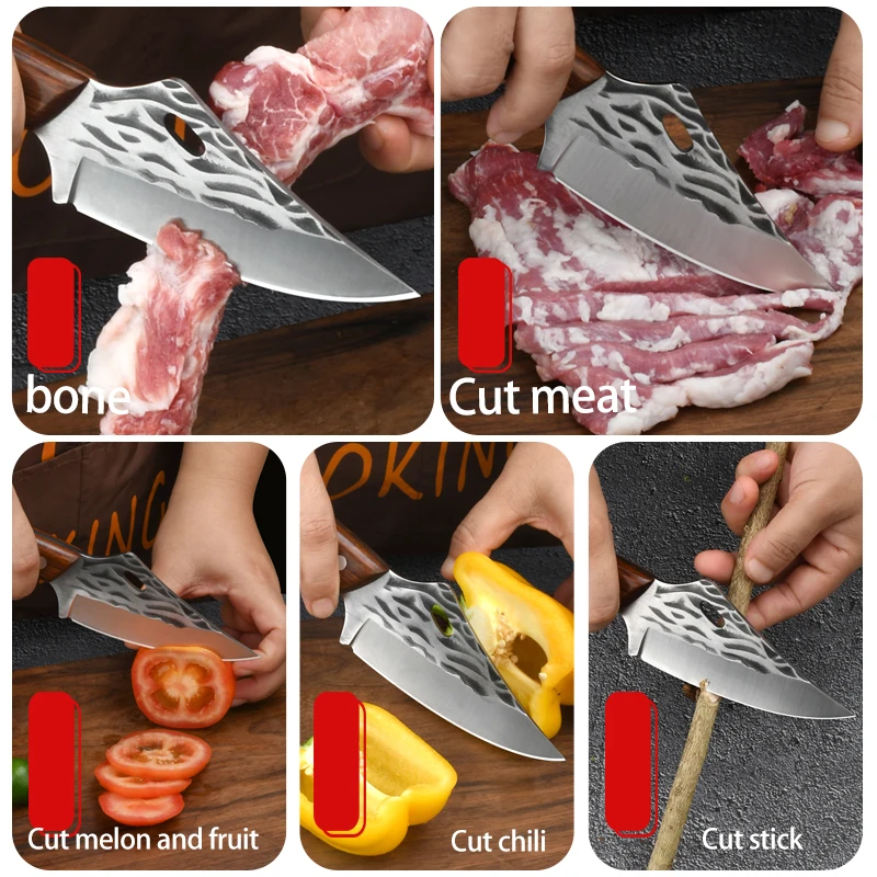 1PC  stainless steel boning knife Carving knife Wooden handle small kitchen knife cutting point super sharp knife