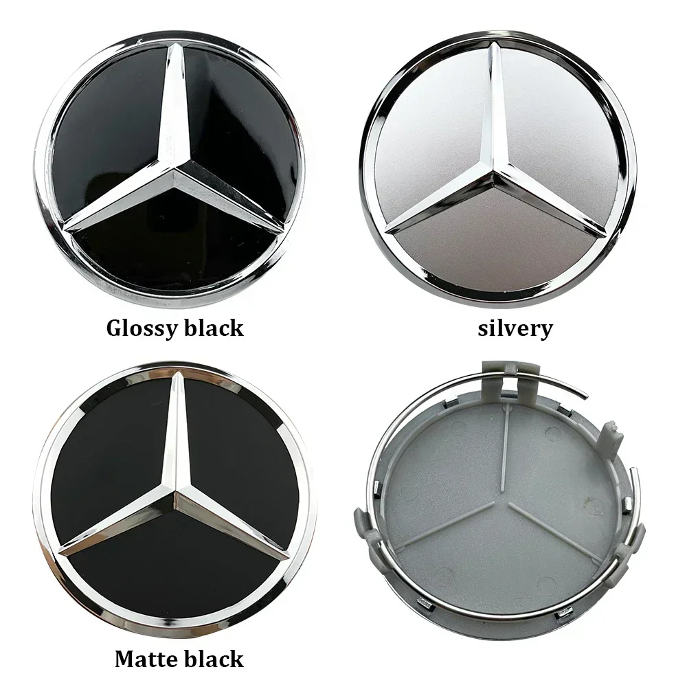4 piezas de tapas centrales plateadas de 75 mm para llantas de coche Mercedes Benz AMG Smart GLC W205 W204 W203 W212 W211 W213 W210 W164