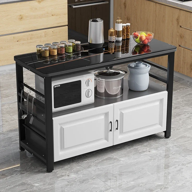 Kitchen Stone Plate Cutting Station Console Floor-Standing Household Multi-Layer Oven Rack Multi-Function Locker