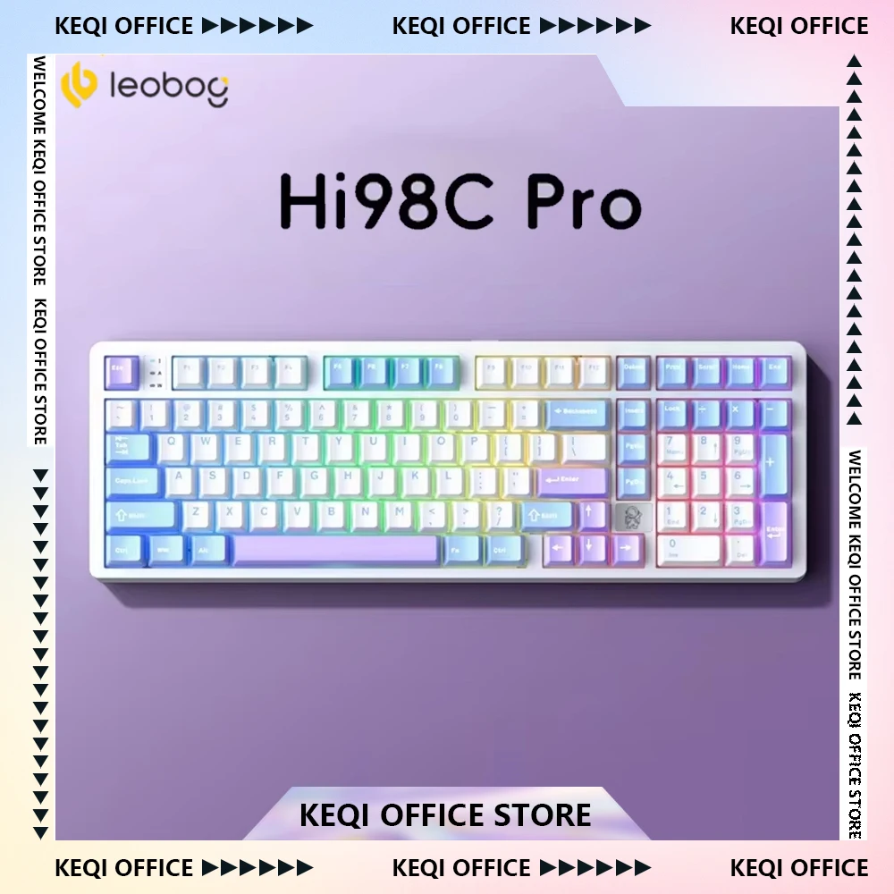 Keyboard Mekanik LEOBOG Hi98C Pro Baru 3Mode 2.4G Bluetooth Nirkabel Keycaps PBT Keyboard Gaming Kustom Hadiah untuk Gamer PC