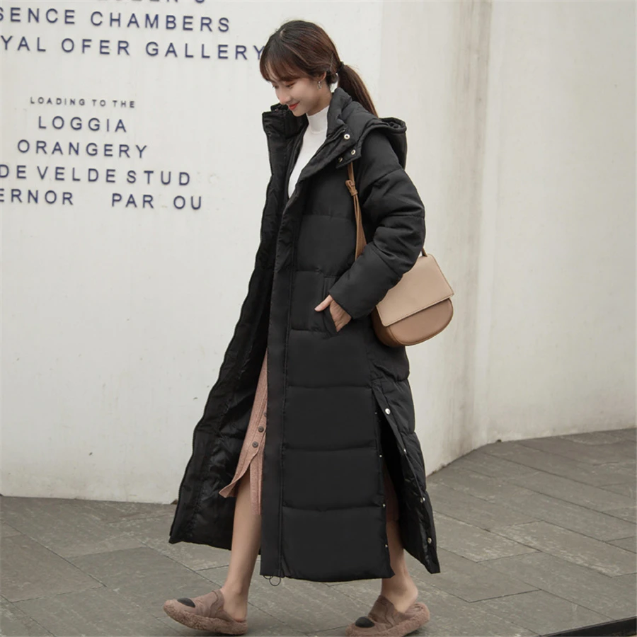 Casual Overcoats Snow Wear Hooded Long Parkas Cold Outwears Tops Korean Warm Thick Sobretudos Winter Cotton Padded Coats Women