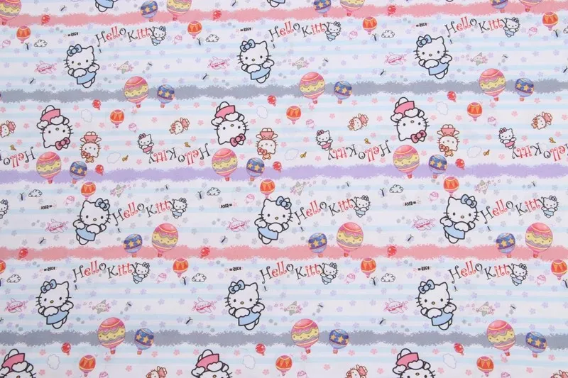 Sanrio Hello Kitty Fire Balloon Plain 100% Cotton Fabric For Sewing Patchwork Clothes DIY Quilting Needlework Material