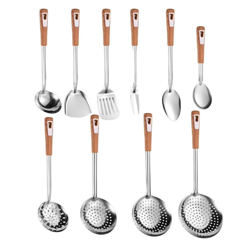 10Pieces 201Stainless Steel Cookware Accessories Important Kitchen Tool Kitchen Utensils Cooking Cutlery for Cooking