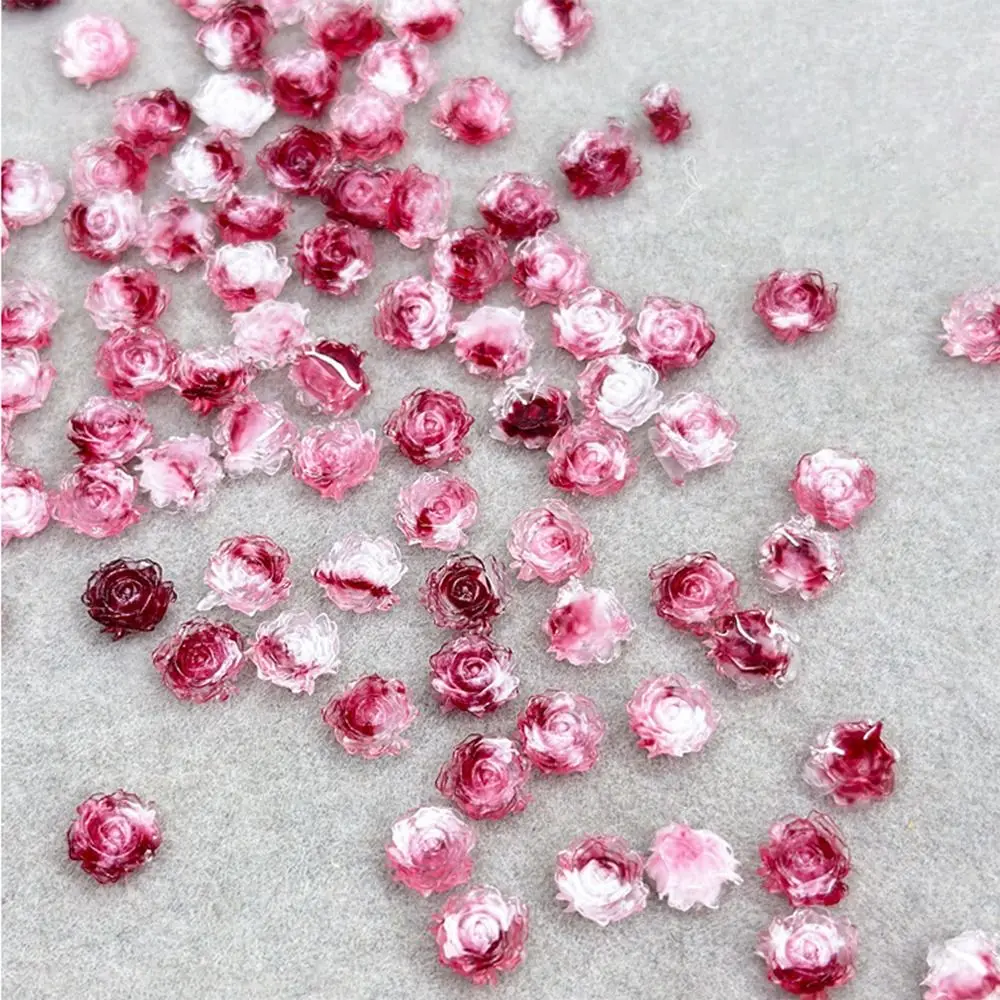 50PCS 3D Resin Camellia Nail Art Decoration Vintage Simulation Flower Two-tone Camellia Accessories Dark Night Size Mixed