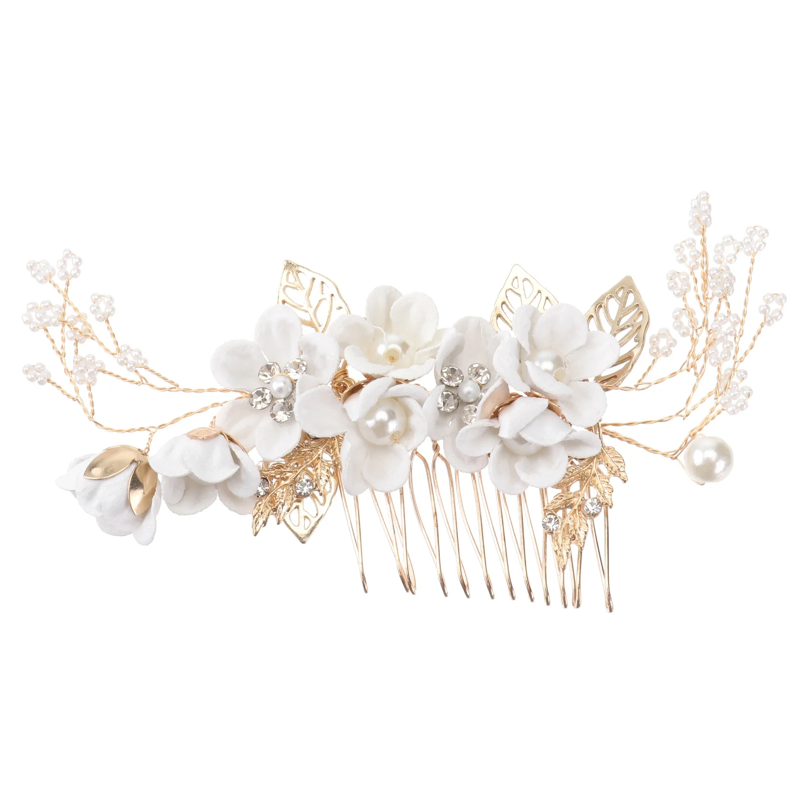 Rhinestone Bridal Hair Bands Flower Accessories Comb for Bride White Alloy Bridesmaid