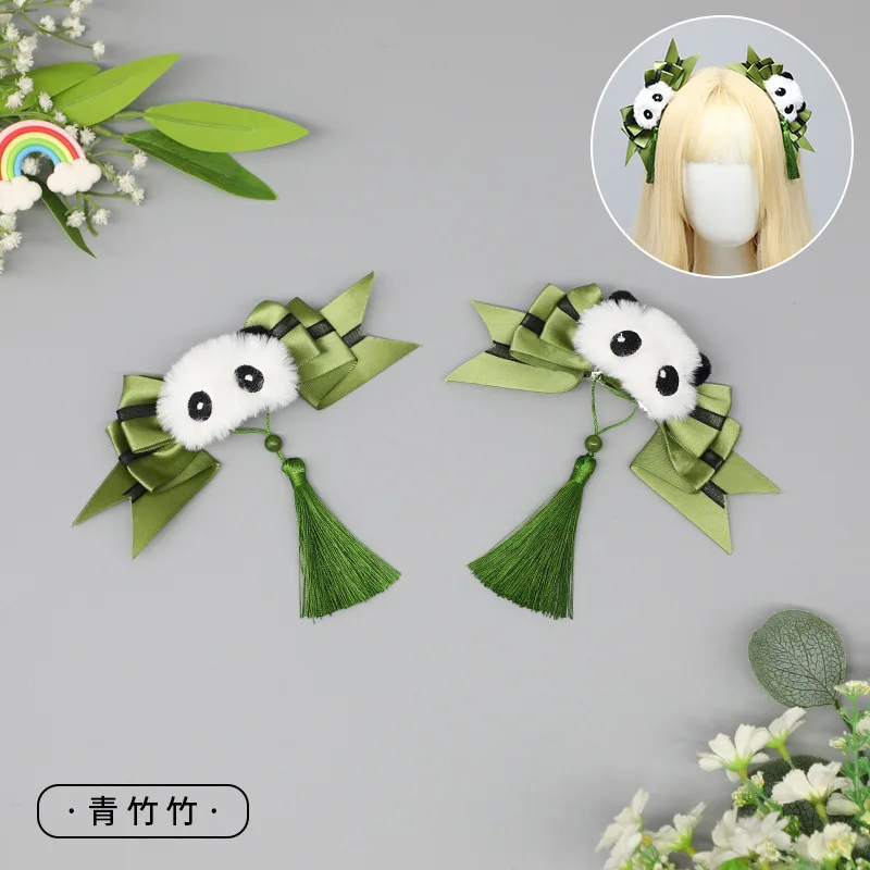 Chinese Style 1 Pair Panda Hair Clips Plush Barrette Toy Women Girl Kids Sweet  Plush Bowknot Hair Pin Lolita Hair Accessories