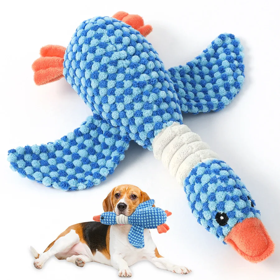 

2025 New Has a sense of design Cross border new dog pet toy dual color geese bite resistant grinding plush sound toy plush toy