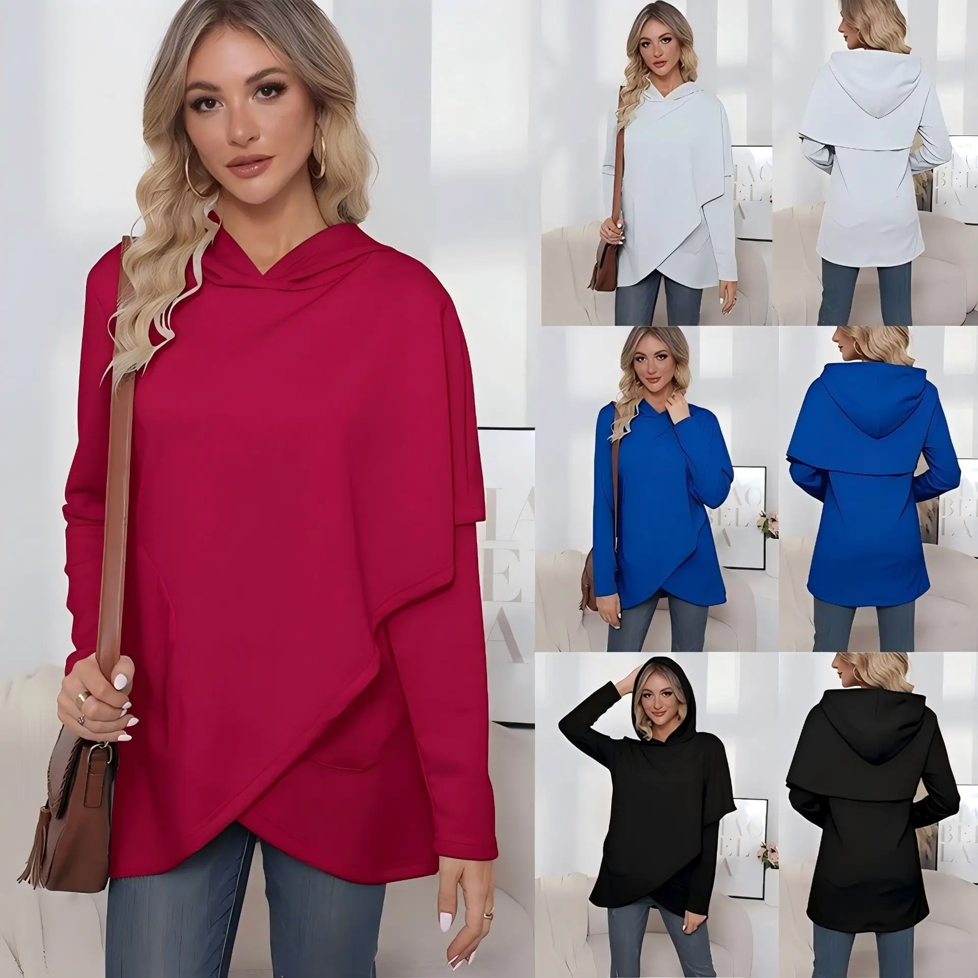 Women's Solid Color Hooded Loose Slim Fit Versatile Skin Friendly Minimalist Elegant Comfort Casual Elegant Commute Sweatshirt