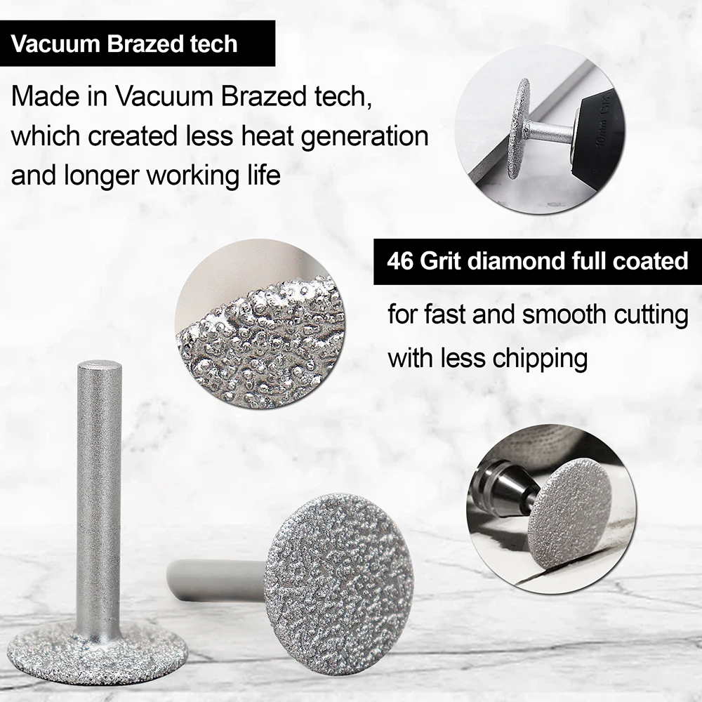 SHDIATOOL 1Pc Dia35mm Vacuum Brazed Diamond Discs 6mm Shank Saw Blade Professional Cutting Grinding Engraving Stone Concrete