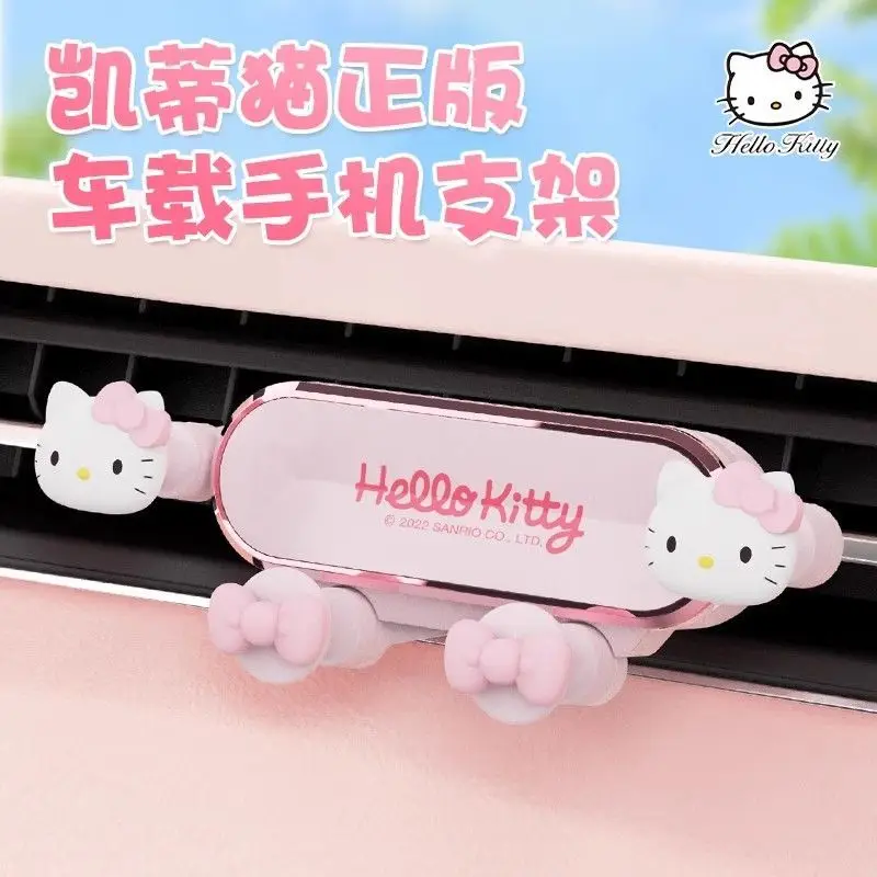 

Автомобильный держатель для телефона Kawaii Hello Kitty, милый мультяшный Sanrio My Melody, креативный милый автомобильный вентиляционный отверстие, фиксированный кронштейн, украшения, принадлежности