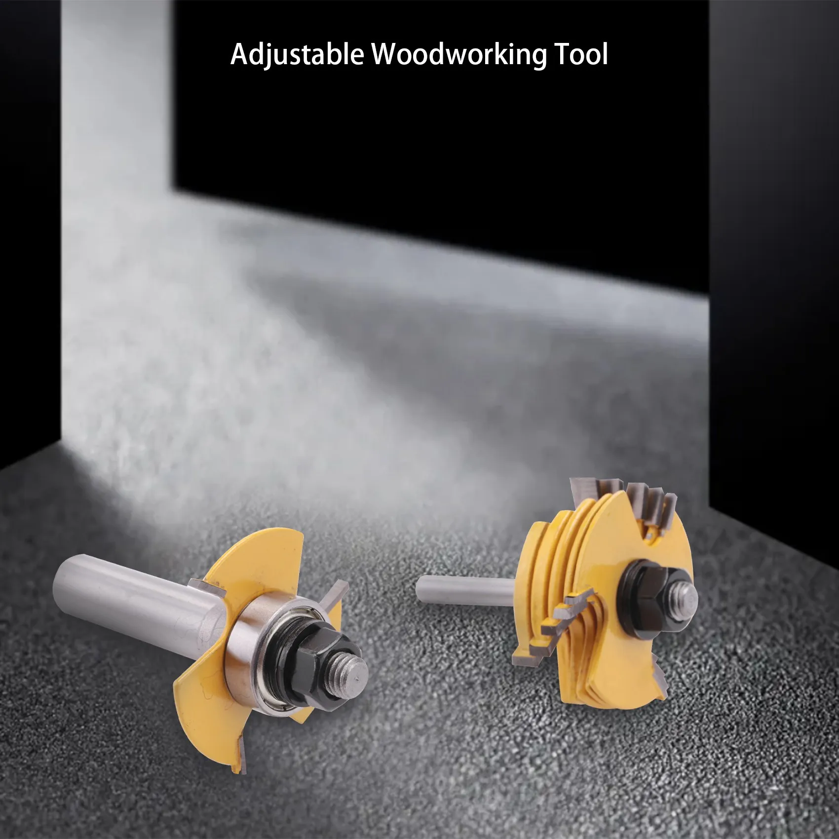 2Pcs Slot Cutter 3 Wing Router Bit 1/2 &1/4 inch Shank Adjustable Woodworking Tool