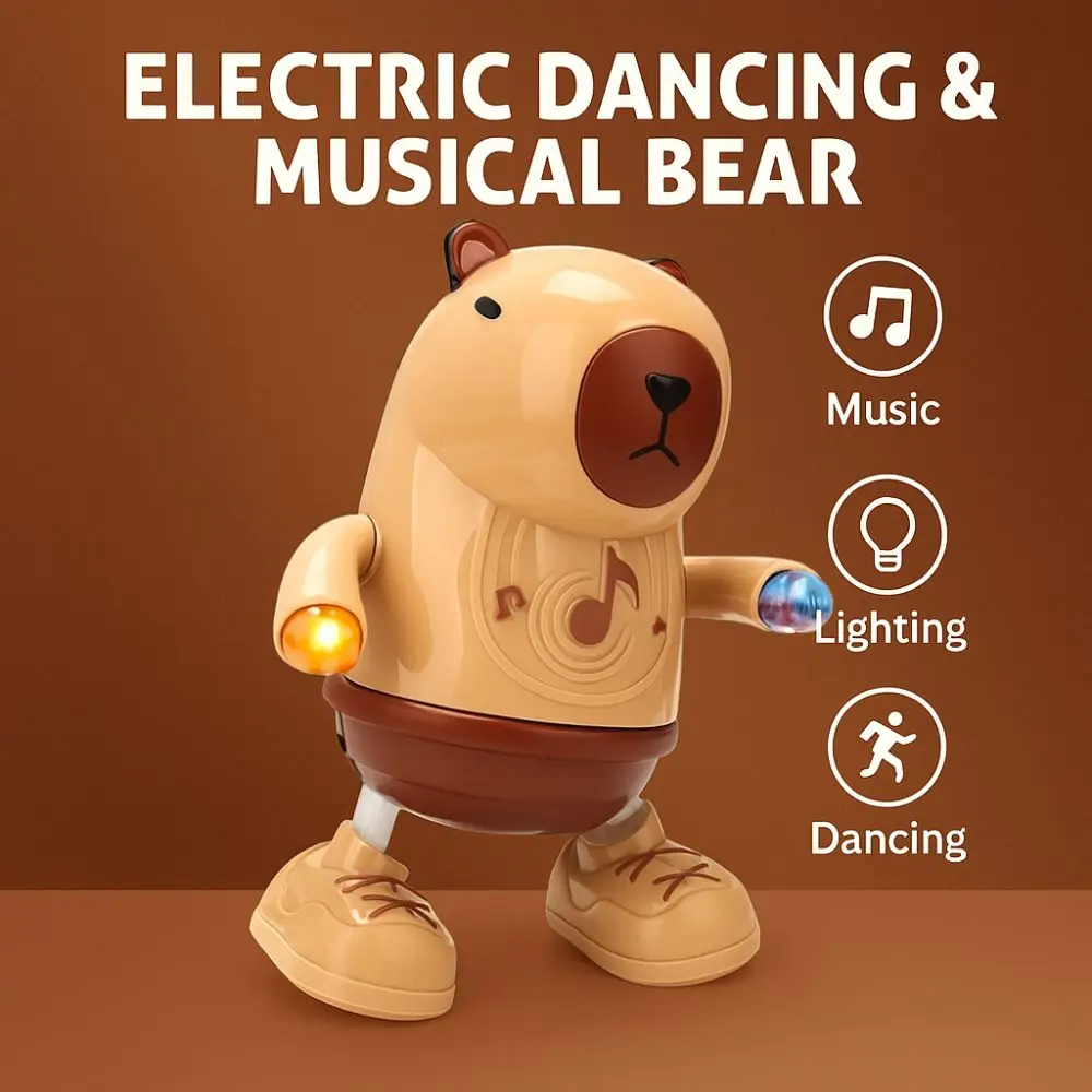 Singing Dance Electric Capybara Toys Left Right Dance Swinging Hands Capybara Dancing Toy with Music Lighting Durable