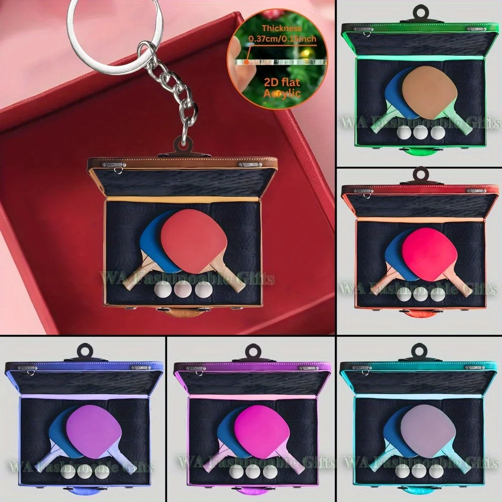 2D Tennis Racket Keychain Creative Acrylic Decor Pendant for Bag Car Key Cute Birthday Gifts For Students Family Party Giveaway