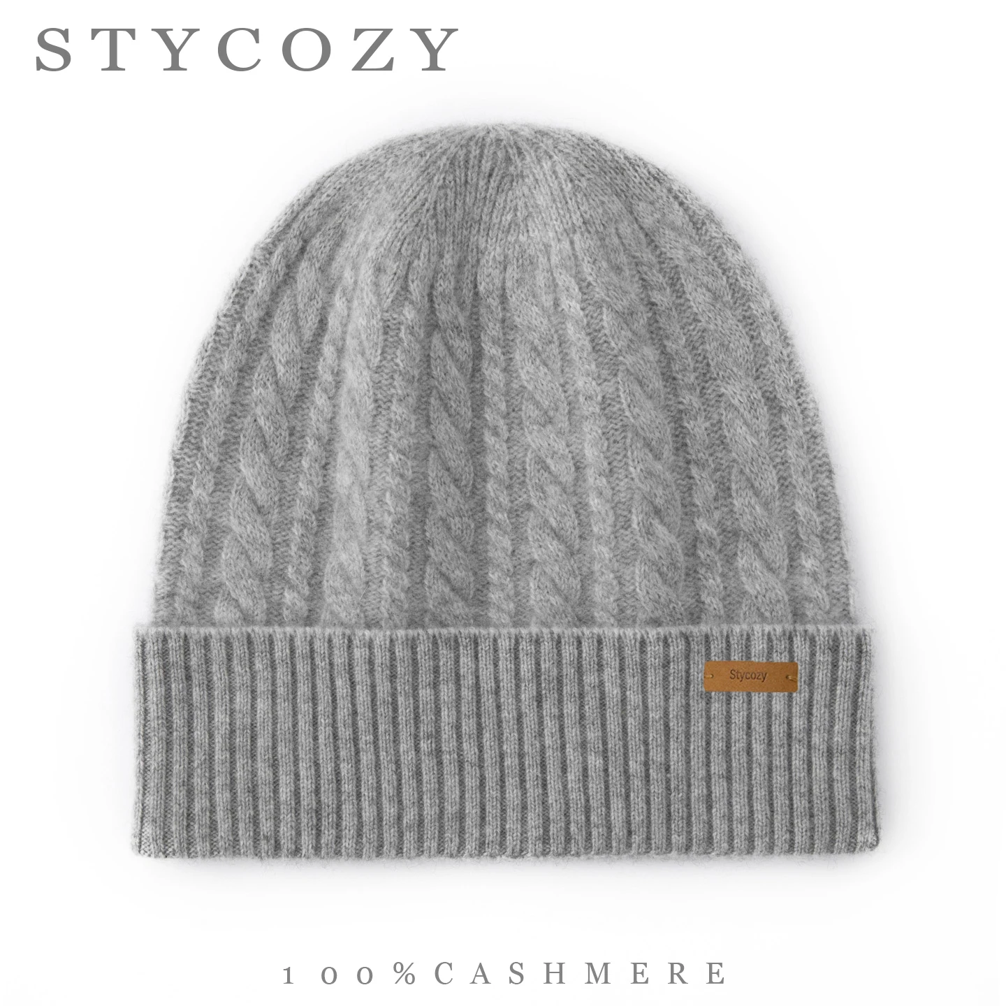 100％カシミヤ素材のケーブル編みニット帽。厚手で暖かく、袖 - Beanie Cuffed Knit のレビューと価格