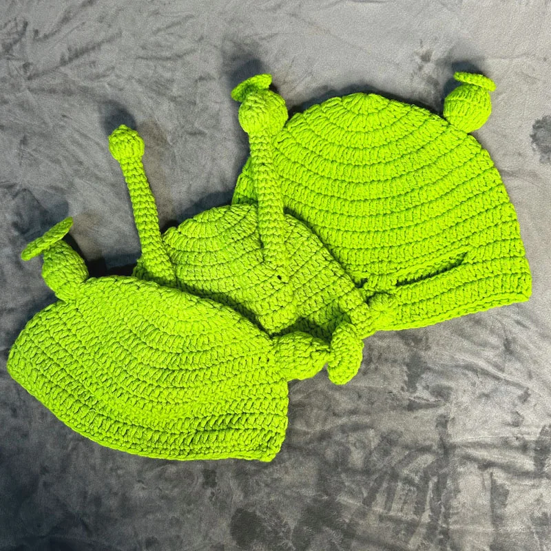 “Funny Shrek Full - Face Knitted Hat - Green Cartoon Cosplay Headwear, Unique Style Outfit & Photo Prop Wool Cap”