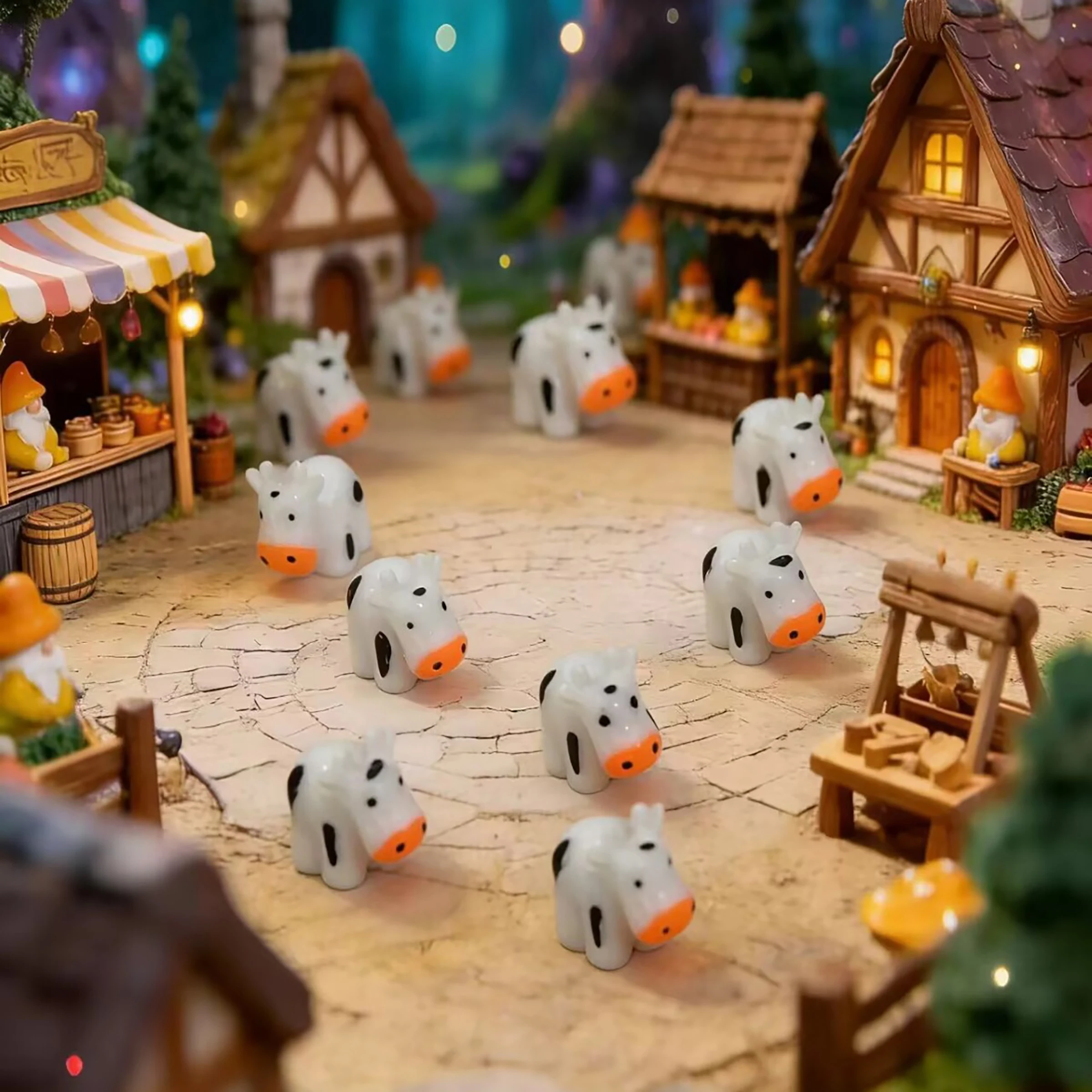 10-Piece Set Micro Landscape Cute Little Sheep and Goose Figurines Adorable Garden Landscaping DIY Decoration Accessories Mini