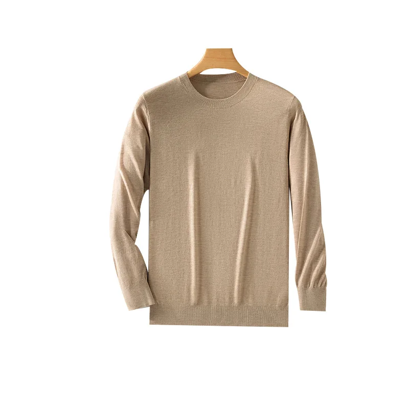 

Wool Sweater Men's Round Collar Pullover Spring Autumn New Business Knitted Tops Casual Large Size Men's Shirt